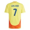 2024 Colômbia Fora Camisas de Futebol Copa América Luis Diaz 23 24 Falcao James Home 24 25 Colômbia Camisa de Futebol Cuadrado Homens Kit Infantil Camiseta De Futbol