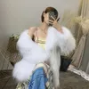 Collar Raccoon Woven Suit Women's Medium Length Fox Fur Coat For Runway Style Slimming 7531