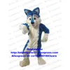 Maskot Kostümleri Mavi Uzun Kürk Kürklü Kurt Fox Husky Köpek Fursuit Maskot Kostümü Yetişkin Karikatür Karakter Açılış Seans Yıllık Toplantısı ZX129