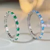 Anello a fascia con diamante da 0,2 ct per donna, argento sterling 925, rotondo, rosa, blu, bianco, zirconi, amore, anelli di fidanzamento, gioielli di lusso, confezione regalo per amiche delle donne, taglia 5-9