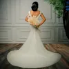 2024 Plus Size Mermaid Wedding Dress for Bride With Detachable Train Bridal Gowns Illusion V Neck Beaded Lace Engagement Gowns for African Black Women Girls NW149