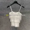 Sexy Fringe knitted Halter Tops Rhinestone Logo Knit Vest Designer Tank Top Women Summer Slim Knit Vest