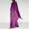 Robes décontractées 2024 Heavy Industry Design Sense Niche Vêtements pour femmes Col haut Lâche Large Swing Djellaba Satin Robe longue