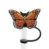 Соломенные топперы в виде бабочки, очаровательные пылезащитные многоразовые силиконовые соломинки для питья, 6-8 мм, аксессуар для летней вечеринки