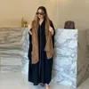 Roupas étnicas Muçulmano Abaya para Mulheres Moda Cardigan Leopardo Impressão Chiffon Cor Combinando com Headband Preto Ramadan Gurban