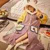 2023 Winter Pamas Voor Vrouwen Cartoon Capuchon Lang Gewaad Jas Leuke Nachtkleding Flanel Warme Comfy Lounge Homewear