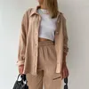 Ruffled fabric lapel long sleeve shirt trousers fashion casual suit cardigan