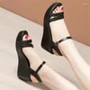 Dress Shoes Sandals Sandały Lato 2024 Fashion Wedge Platforma Wysokie Obrazy Otwórz stóp palców wygodne 32-43