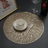 Tischsets, runde Tischsets, Gold-Metallic, 38,1 cm, leicht zu reinigen, abwischbar, rutschfest, fleckenbeständig, hitzebeständig