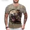 Men's T-Shirts 2024 New 3D Printed Clothing Aircraft Tank Bear Full Body Printed Mens T-shirt Short Slve O-neck Funny Harajuku Tops Y240321