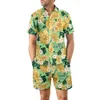 Projektant Suit European Mens Casual Loose Shirt Set Hawaii Digital Print Beach Shorts Shorts Qtdf