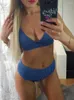 Dames Badmode Peachtan Sexy Effen Geribbelde Bikini's 2024 Mujer Hoge Taille Badpak Vrouwen V-hals Vrouwelijke Sport Badpak Streep biquini