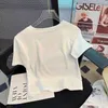 2024 picante menina vestido de verão branco fino ajuste u pescoço aberto umbigo manga curta camiseta das mulheres 2024 novo curto cintura alta instagram topo