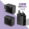 120w 5 portas usb carregador pd adaptador de carregamento para xiaomi vivo oppo samsung telefone móvel plug carregamento qc 3.0 4.0 carregador de parede