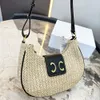 Luxuriöse Strandtasche, halbmondförmige Unterarmtasche, eine Schulter, Strohtaschen, Sommer-Pendel-Reise-Geldbörse, Designer-Hangbag, modische, vielseitige, tragbare Web-Geldbörse für Damen