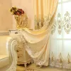 Curtains Luxury Europeanstyle Curtains for Living Room Bedroom Gold Crown Embroidered Curtain Semishading Tulle Valance Curtains Custom