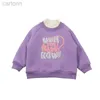 T-Shirts Neues Winter-Sweatshirt mit Doppelkragen und beschriftetem Samt-Sweatshirt im koreanischen Stil für Mädchen ldd240314