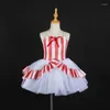 Scene Wear Red Stripe Ballet Dance Costume Girls Ballerina Tutu Dress paljetter Dancewear Adult Stag Show Shinny Clothes