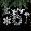 Kerstversiering Mode Hangende Hanger Ornament Transparante Sneeuwvlok Elanden Engel Sneeuwpop Vogel Bruiloft Verjaardagsfeestje Banket Decor