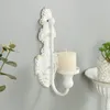 Guldmonterad väggljushållare Tealight Hanging Candlestick Rustic Metal Black Sconce Decor Free Punching 240301