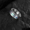 Band Rings 8Mm Rotate Titanium Steel Ring Spinner Decompression Relieve Anxiety Can Be Rotated Colorf Star Moon Jewelry Drop Delivery Dhnhr