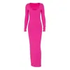 Women's Winter New Fashion and Sexy Hollow Fit Solid Color Long Sleeved Dress for Women