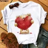 T-shirt da donna Camicia da donna Estate Magliette casual Harajuku Stile coreano Grafica 2024 Kawaii T-shirt femminile Bicicletta Palloncino Stampato Top