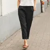 Kvinnors byxor kvinnor kläder 2024 sommar vintage bomull linne lös strand harem casual elastisk hög midja solida byxor kvinnlig pantalon