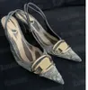 D-Venus SB Denim Heels Slingback Damen Sandalen Pumpen D Kittie Canvas Venus Strand Sommer Luxusdesigner High Heel Party Sexy Hochzeitsleder 555ES