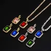 Hip Hop Jewelry Square Colorful Necklace Accessories Micro Set Zircon Tidal Brand Men's Pendant