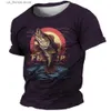 メンズTシャツ夏の夏Tシャツの短いSlveトップ衣料釣りグラフィックシャツアパレルストリットウェアオネックプルオーバー男性釣りシャツY240314