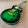 LP Elektro Gitar, Siyah çerçeveli yeşil akçaağaç alev üstü, gül ağacı klavye, krom donanım, ücretsiz gönderim