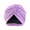 Etniska kläder Kvinnor Twist Knot Turban Elastic Chemo Cap Muslim Hijab Beanie Bonnet Stretch Hair Loss Cover Huvud halsduk Wrap Headwear Plain Plain