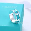 Bague de couple d'amour en émail bleu de créateur, le même tiffay et co six cœurs 97TE