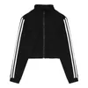 여자 재킷 y2k 아메리칸 스타일의 레트로 겉옷 검은 느슨한 짧은 스포츠 재킷 스프링 및 가을 얇은 섹션 긴팔 지퍼 탑