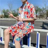 Designer Suit Casual Hawaiian Shirt Shorts Summer Trend Loose Fitting Short Sleeved Oversized Beach Couple Set Men Vfy6