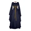 Casual Dresses Maxi Dress For Women Medieval Retro Gothic Gown Long Sleeve Lace Up Cosplay Evening Party Prom Vestido