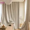 Curtains Explosion Style Balcony Curtains for Living Dining Room Bedroom Cream White Cotton Linen Shading Precision Monotonous Home Decor