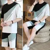 Men's Tracksuits Men Activewear Set Summer Sportswear With O-neck T-shirt Wide Leg Shorts Patchwork Color Design For Outdoor Activities