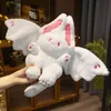 Cute Rabbit Plush Cushion Magical White Spirit Bat Toy Creative Plushie Stuffed Pillow Kawaii Girl Birthday Gift 240304