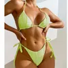 2024 sexy maiô novo europeu e americano sexy listra cor sólida biquíni cinta ins estilo split bikini para mulher