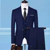 Ternos masculinos de negócios formais casamento 3 peças vestido terno conjunto casaco/masculino cor sólida 2024 blazers jaqueta calças colete