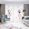 Rideaux Moderne Mode Ballet Fille Danseuse 3D Numérique Imprimé Écran Rideaux pour Chambre D'enfant Noir Cygne Voile Rideaux pour Salle de Musique