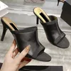 Designer Womens Slippers Stiletto Heel Leaky Toe Sandal Sheepskin Full Instep Slippers Wedding Party Office Shoes