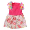 Dog Apparel Dress Exquisite Easy To Wear Small Flowers Printed Soft Polyester Rosy Red Attractive Cute For Holiday Daily