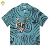 Chemises décontractées pour hommes 2024 Dégradé Léopard WACKO MARIA Hawaii Chemise de plage Hommes Femme Été Boutons de revers Top