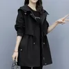 JAZZEVAR Autumn New Casual Womens Cotton X-Long Hooded Trench Coat Loose Clothing Oversized outerwear Good Quality 201211 DG9G