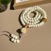 Strand White Jade Bodhi Root 108 Contas Natural Lotus Colar Pulseira