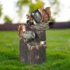 Sculptures Solar Animal Fountain Garden Statue Ornaments Resin Duck Squirrel Fountain Figurines Handicrafts Landscape Decor Gardening Gifts