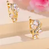 Boucles d'oreilles de luxe pour femmes, en Zircon blanc, Clip en pierre, couleur or, bijoux de mariage pour femmes